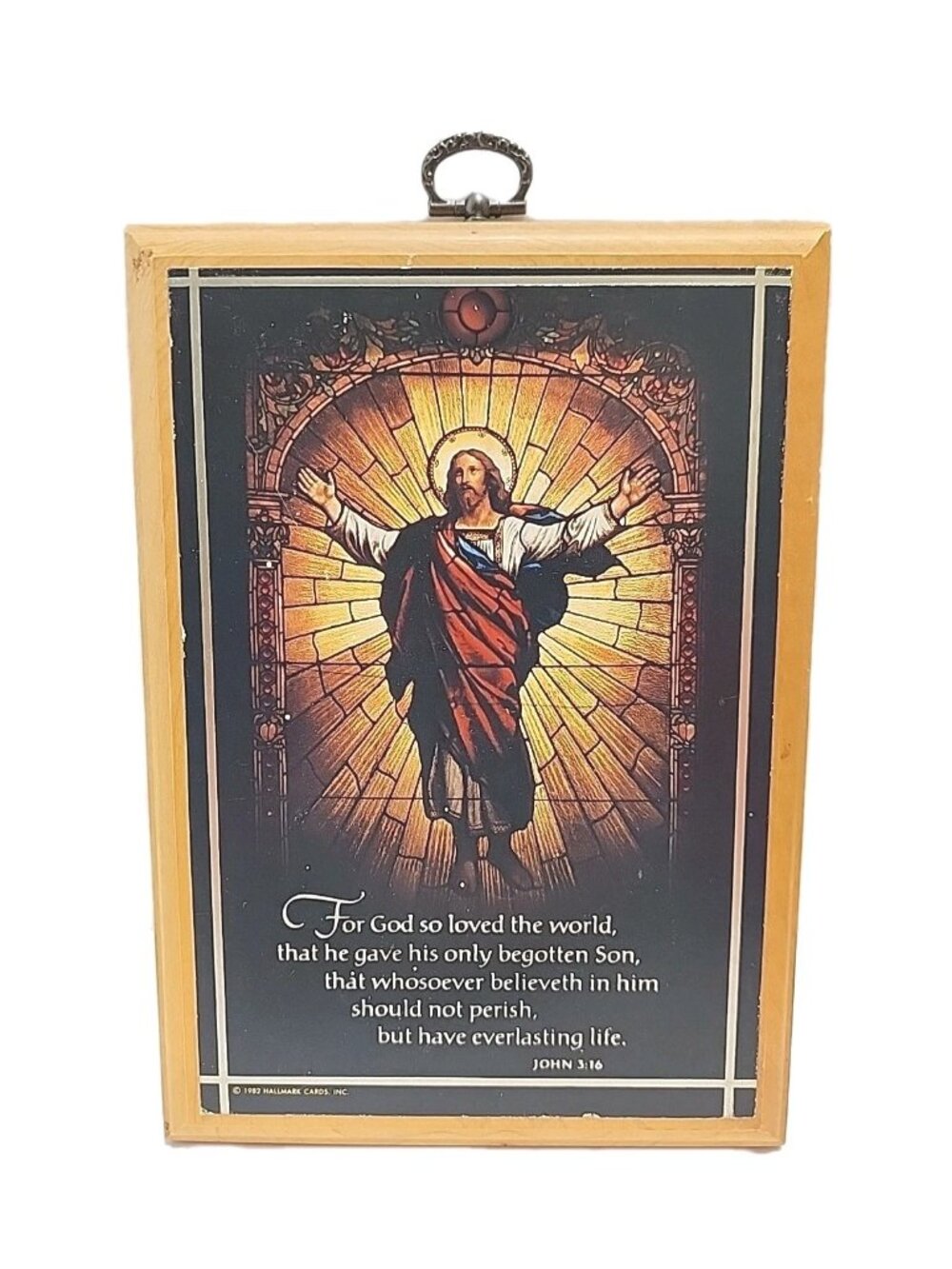 Hallmark "For God So Loved The World" Wall Plaque John 3:16 1982 READ
